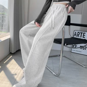 New Women's High Waist Straight Sweatpants Y2K Streetwear Baggy Joggers Trousers Autumn Winter Casual Versatile Drawstring Pants